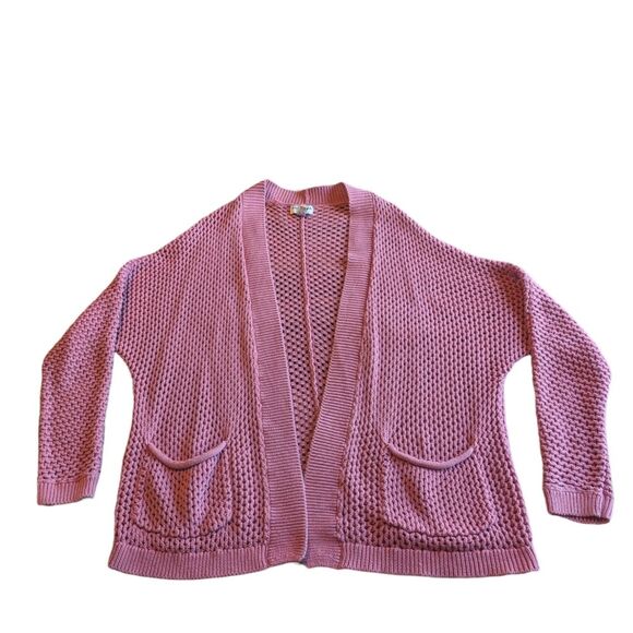 🛍️Pink Cardigan Long Sweater Size Large - Picture 1 of 5